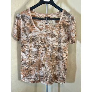 : i Jeans by Buffalo Brown Butterfly Burnout Scoop Neck Tee - Size M